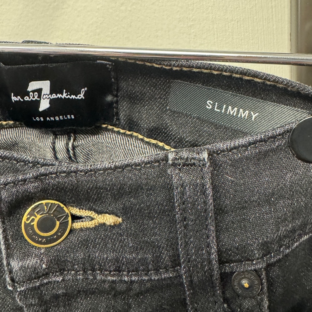 Men's 7 for All Mankind Men's Straight "Slimmy" Jeans Size 33 - Black - Picture 5 of 6